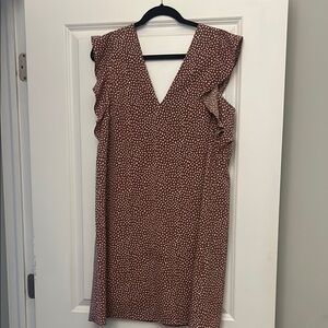 Express Brown and White Ruffle Mini Dress